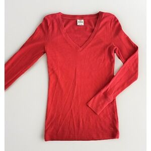 VICTORIAS SECRET PINK Y2K 2000s Henley Top Red Holiday Cute Coquette Medium‎